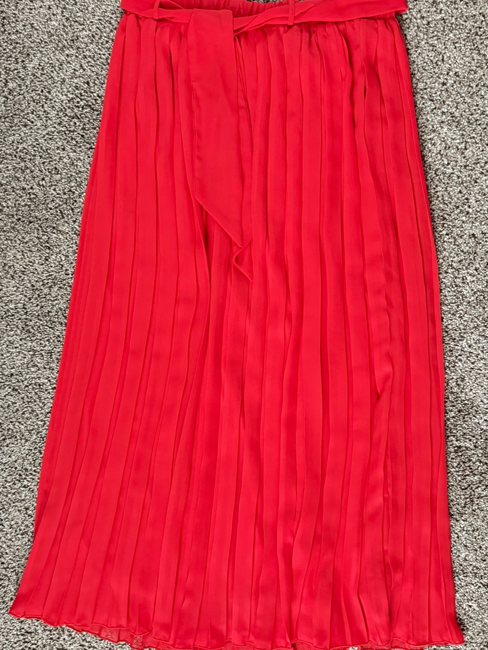 Joie Red Pleated Maxi Skirt with Waist Tie